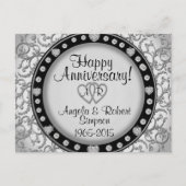 Monogramme Silver Heart | Invitation d'anniversair (Devant)