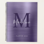 Monogramme simple brossé métallique violet moderne<br><div class="desc">Moderne Simple Brossé Métallurgique Violet Planificateur Monogramme</div>