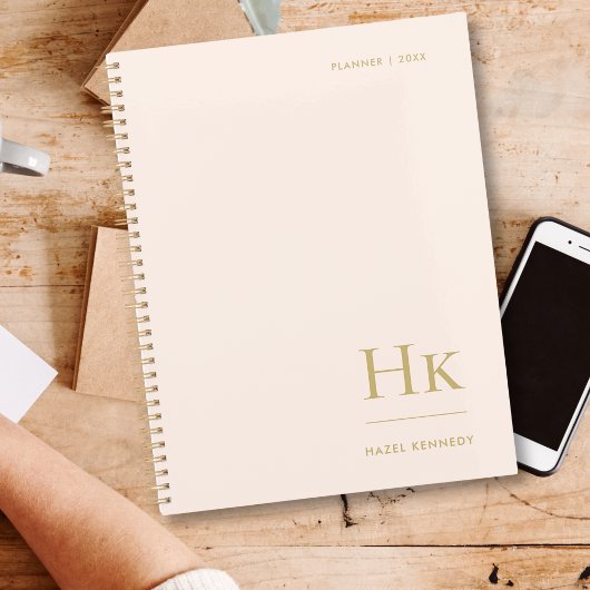 Monogramme Simple Elegant Blush Gold Personnalisé