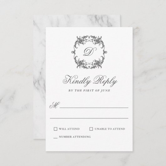 Monogramme simple élégant Mariage classique RSVP (Devant / Derrière)