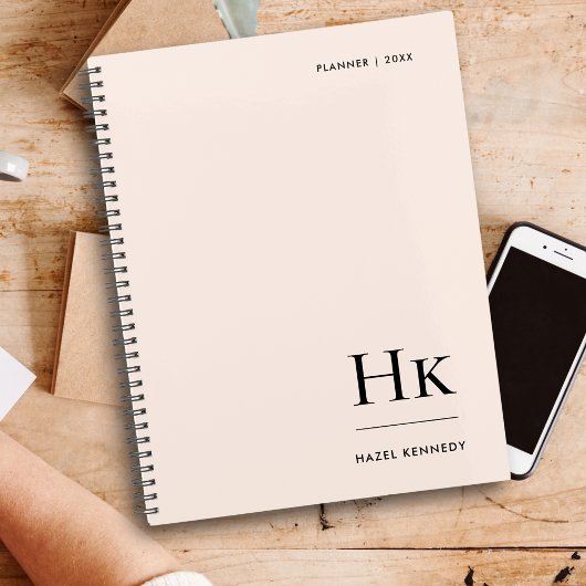 Monogramme Simple Élégant Rose Bleu Personnalisé