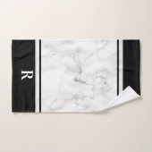 Monogramme simple en marbre blanc rayé noir Initia (Serviette à main)