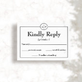 Monogramme simple minimal Carte RSVP de mariage in