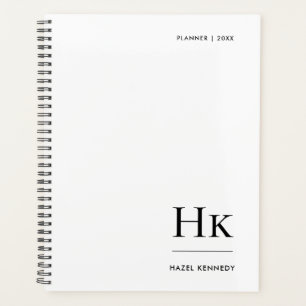 Monogramme Simple Minimaliste Blanc Personnalisé N
