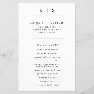 Monogramme simple minimaliste Programme de mariage