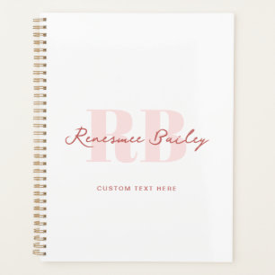 Monogramme simple minimaliste rose et blanc