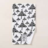 Monogramme simple noir blanc de Noël (Serviette à main)