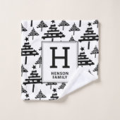Monogramme simple noir blanc de Noël (Gant de toilette)