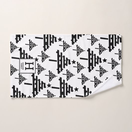 Monogramme simple noir blanc de Noël (Serviette à main)