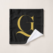 Monogramme simple personnalisé noir uni (Gant de toilette)