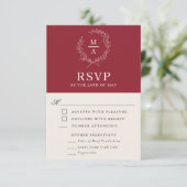 Monogramme simple rustique rouge élégant RSVP avec (Debout devant)