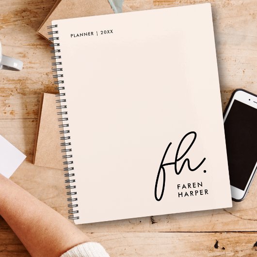 Monogramme Simple Script Blush Pink Personnalisé