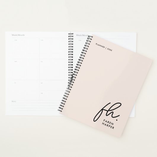 Monogramme Simple Script Blush Pink Personnalisé (Devant avec enveloppe)