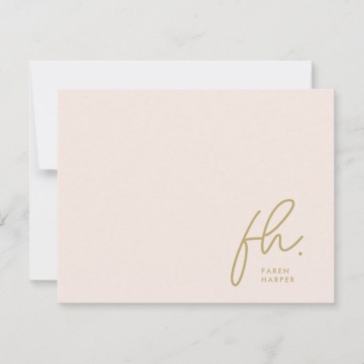 Monogramme Simple Script Chic Blush Social Carte p (Devant)