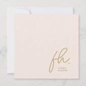 Monogramme Simple Script Chic Blush Social Carte p (Devant)