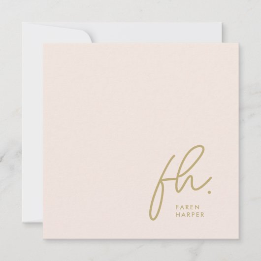 Monogramme Simple Script Chic Blush Social Carte p (Devant)