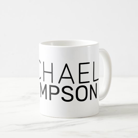 monogramme simple transparent et propre mug blanc (Devant droit)