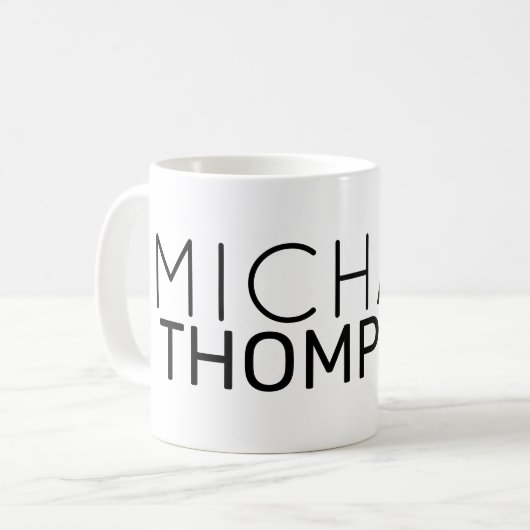 monogramme simple transparent et propre mug blanc (Devant gauche)