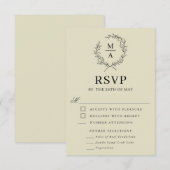 Monogramme sobre et élégant moyen beige RSVP et re (Devant / Derrière)