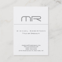 Monogramme spécial unique Carte de visite blanc pr
