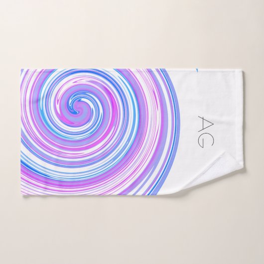 Monogramme spiral bleu rose violet (Serviette à main)