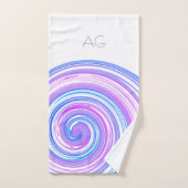 Monogramme spiral bleu rose violet (Serviette à main)
