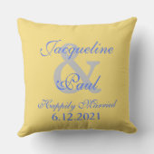 Monogramme Sunset Coeur Jaune Coussin bleu (Verso)