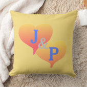 Monogramme Sunset Coeur Jaune Coussin bleu (Couverture)