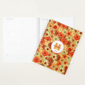 Monogramme super Retro Orange Hippie Fleurs (Devant avec enveloppe)