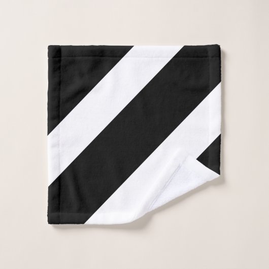 Monogramme sur Abstrait noir et blanc rayé (Gant de toilette)