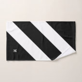 Monogramme sur Abstrait noir et blanc rayé (Serviette à main)