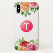 Monogramme sur aquarelle Floral iPhone X Coque (Dos)