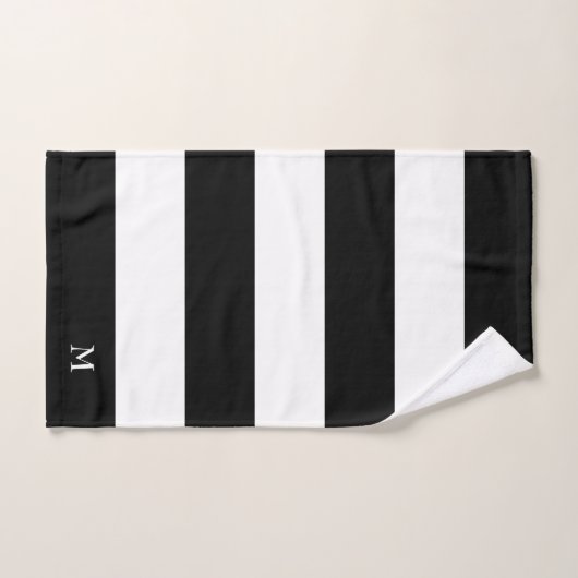 Monogramme sur bande noire et blanche (Serviette à main)