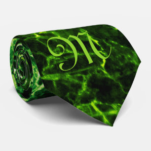 MONOGRAMME SUR CRAVATE EN MARBRE VERT