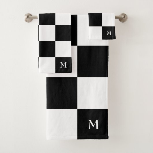 Monogramme sur fond à carreaux noir et blanc (En situation)