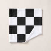 Monogramme sur fond à carreaux noir et blanc (Gant de toilette)
