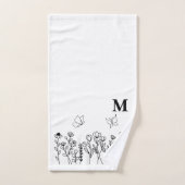 Monogramme sur mesure de l'art de la ligne florale (Serviette à main)