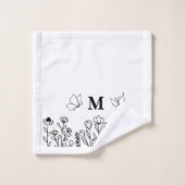Monogramme sur mesure de l'art de la ligne florale (Gant de toilette)