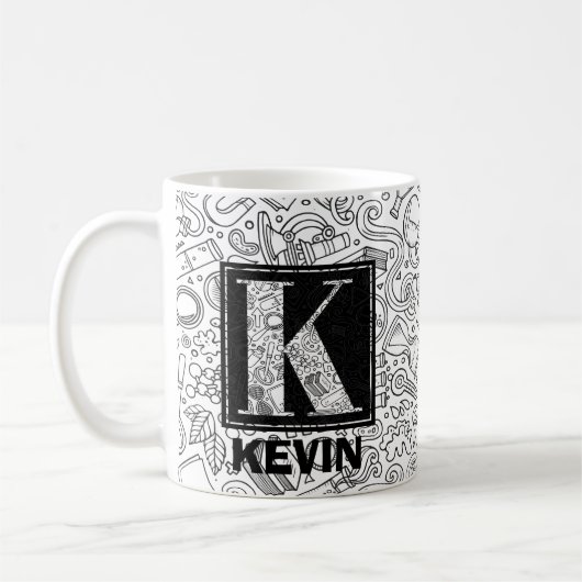Monogramme sur mesure - Lettre K Café Mug (Gauche)
