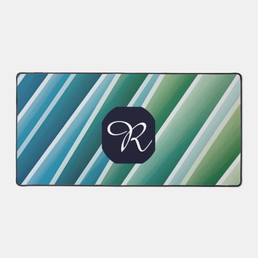 Monogramme sur mesure Mat de bureau Abstrait bleu (Recto)