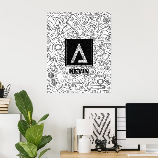 Monogramme sur mesure - Poster des symboles Delta (Bureau à domicile)