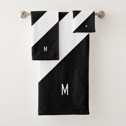 Monogramme sur rayures abstraites noir et blanc (En situation)
