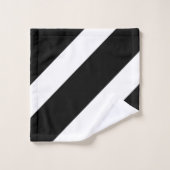 Monogramme sur rayures abstraites noir et blanc (Gant de toilette)