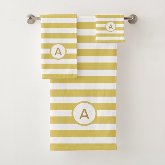 Monogramme sur rayures dorées et blanches (En situation)