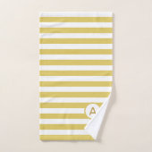 Monogramme sur rayures dorées et blanches (Serviette à main)