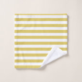 Monogramme sur rayures dorées et blanches (Gant de toilette)