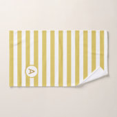 Monogramme sur rayures dorées et blanches (Serviette à main)
