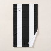Monogramme sur rayures noires et blanches (Serviette à main)