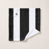 Monogramme sur rayures noires et blanches (Gant de toilette)
