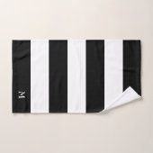 Monogramme sur rayures noires et blanches (Serviette à main)